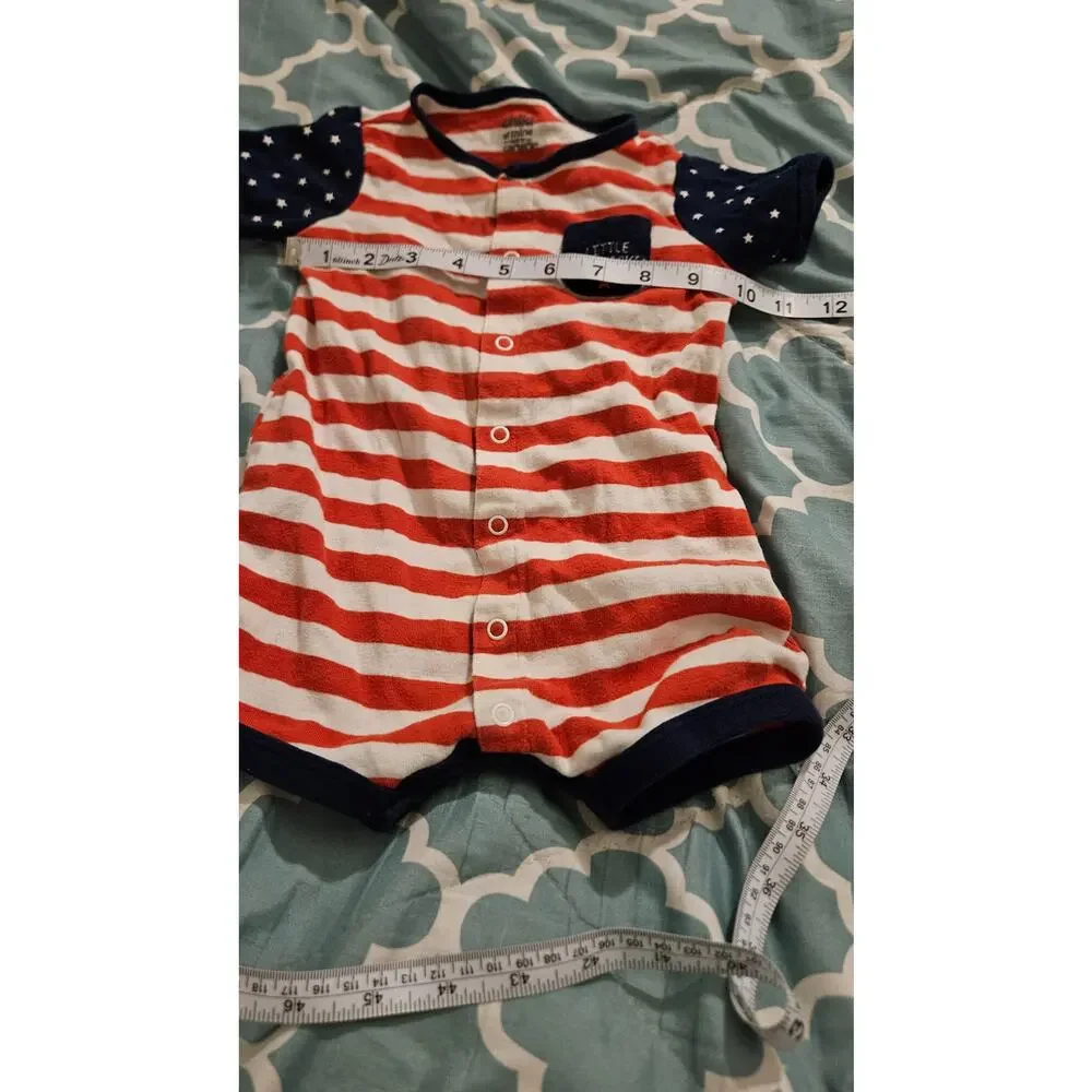 Carter’s Little Firecracker Baby Romper 12M Red White Blue Patriotic One Piece